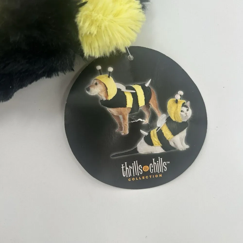 Thrills & Chills Bumble Bee Dog Cat Costume Plush Halloween Pet Outfit XS NWT